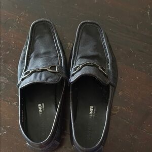 Donald J. Pliner Black Leather Slip-On Loafers